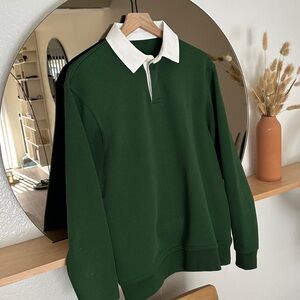 Zara Men's Contrast Collar Polo Sweatshirt